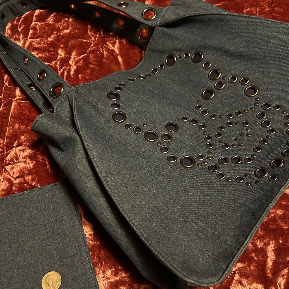 Betsey Johnson Denim Skull Bag with Pouch - Picture 5 of 11